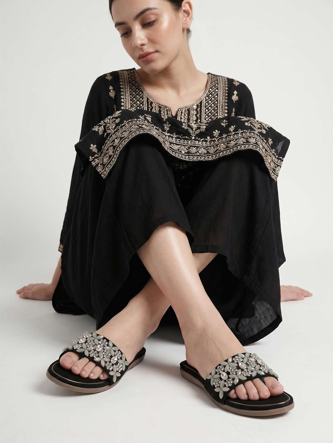 women embellished toe separator flats - 22565147 -  Standard Image - 4