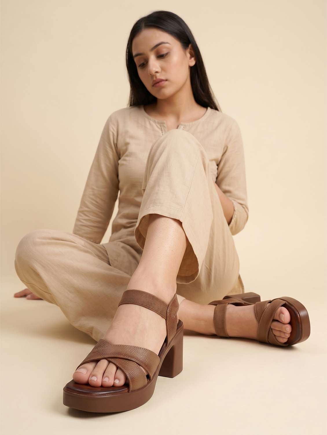 women solid ankle strap sandal - 22565179 -  Standard Image - 4