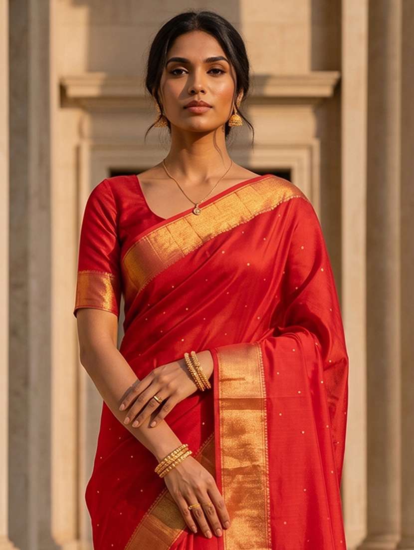 women self design bordered saree with blouse - 22565248 -  Standard Image - 1