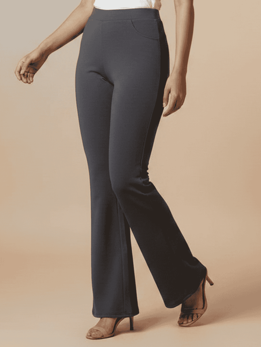 women solid high rise bootcut trouser - 22565274 -  Standard Image - 1