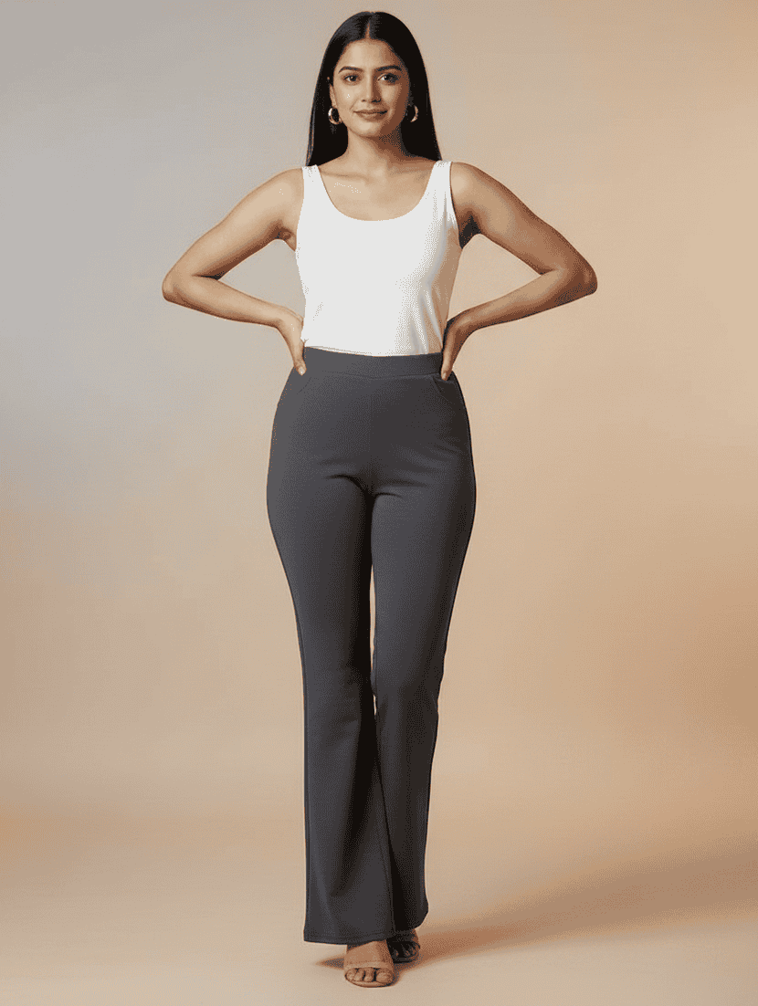 women solid high rise bootcut trouser - 22565274 -  Standard Image - 4