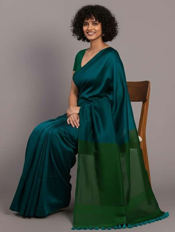 women solid handloom saree - 22565316 -  Standard Image - 1