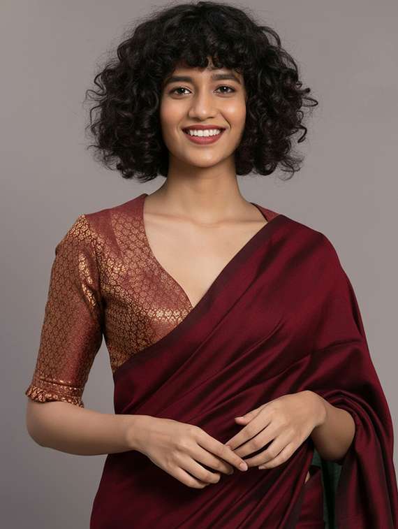 women solid handloom saree - 22565342 -  Standard Image - 1