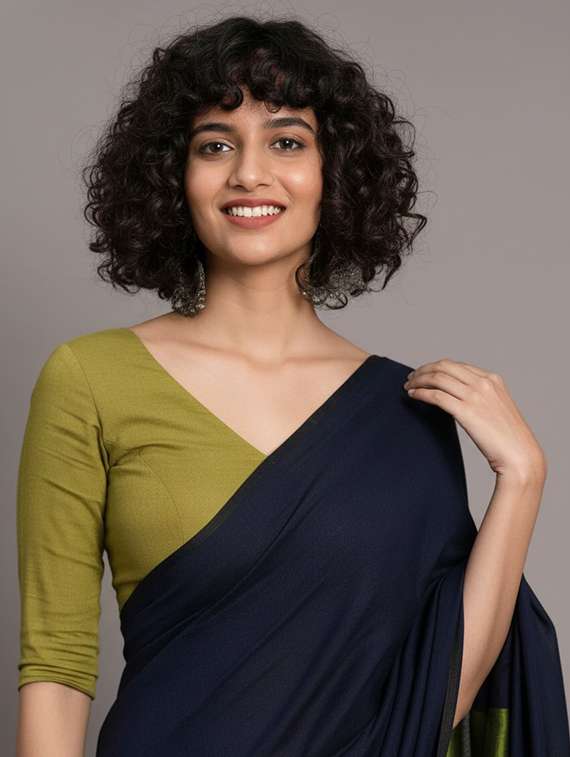 women solid handloom saree - 22565346 -  Standard Image - 1
