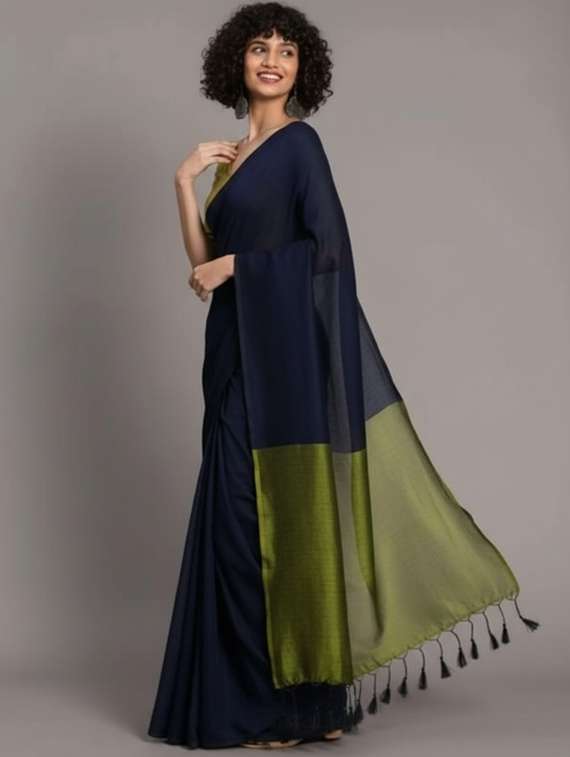 women solid handloom saree - 22565346 -  Standard Image - 4