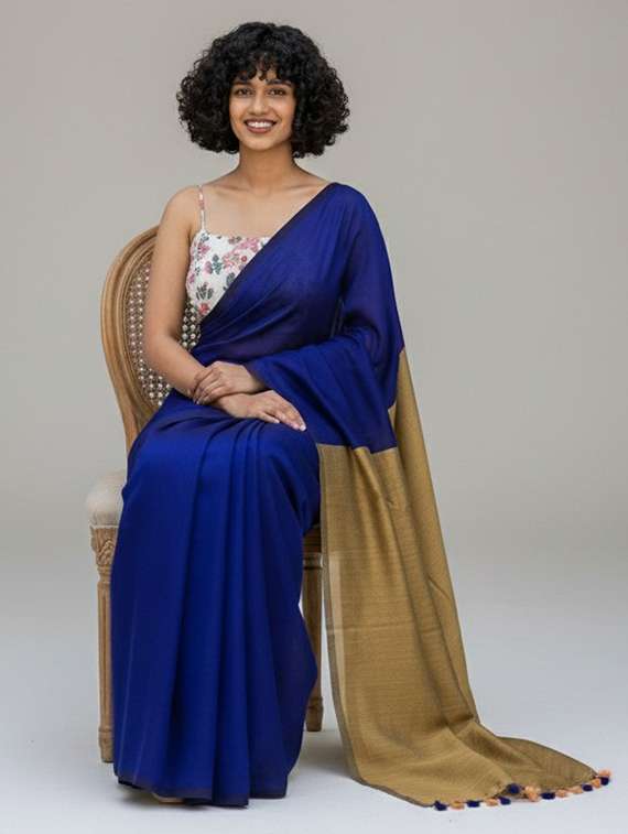 women solid handloom saree - 22565347 -  Standard Image - 4