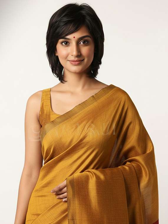 women solid handloom saree - 22565352 -  Standard Image - 1