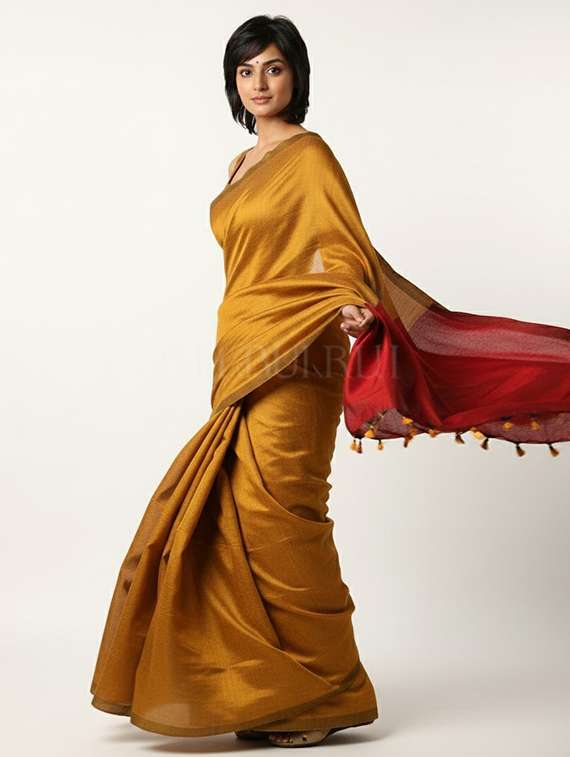 women solid handloom saree - 22565352 -  Standard Image - 4