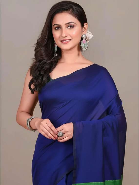 women solid handloom saree - 22565354 -  Standard Image - 1