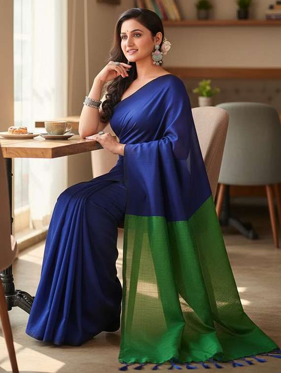 women solid handloom saree - 22565354 -  Standard Image - 4