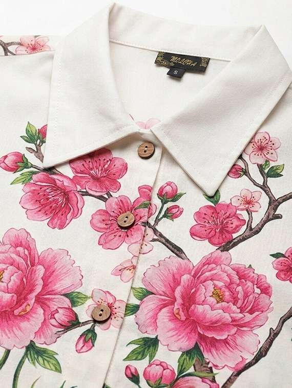 women printed three quarter sleeves shirt and trouser co-ord set - 22565362 -  Standard Image - 1