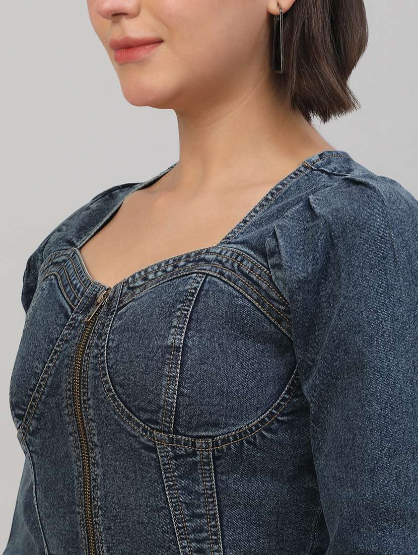 women solid long sleeves crop top - 22565363 -  Standard Image - 1