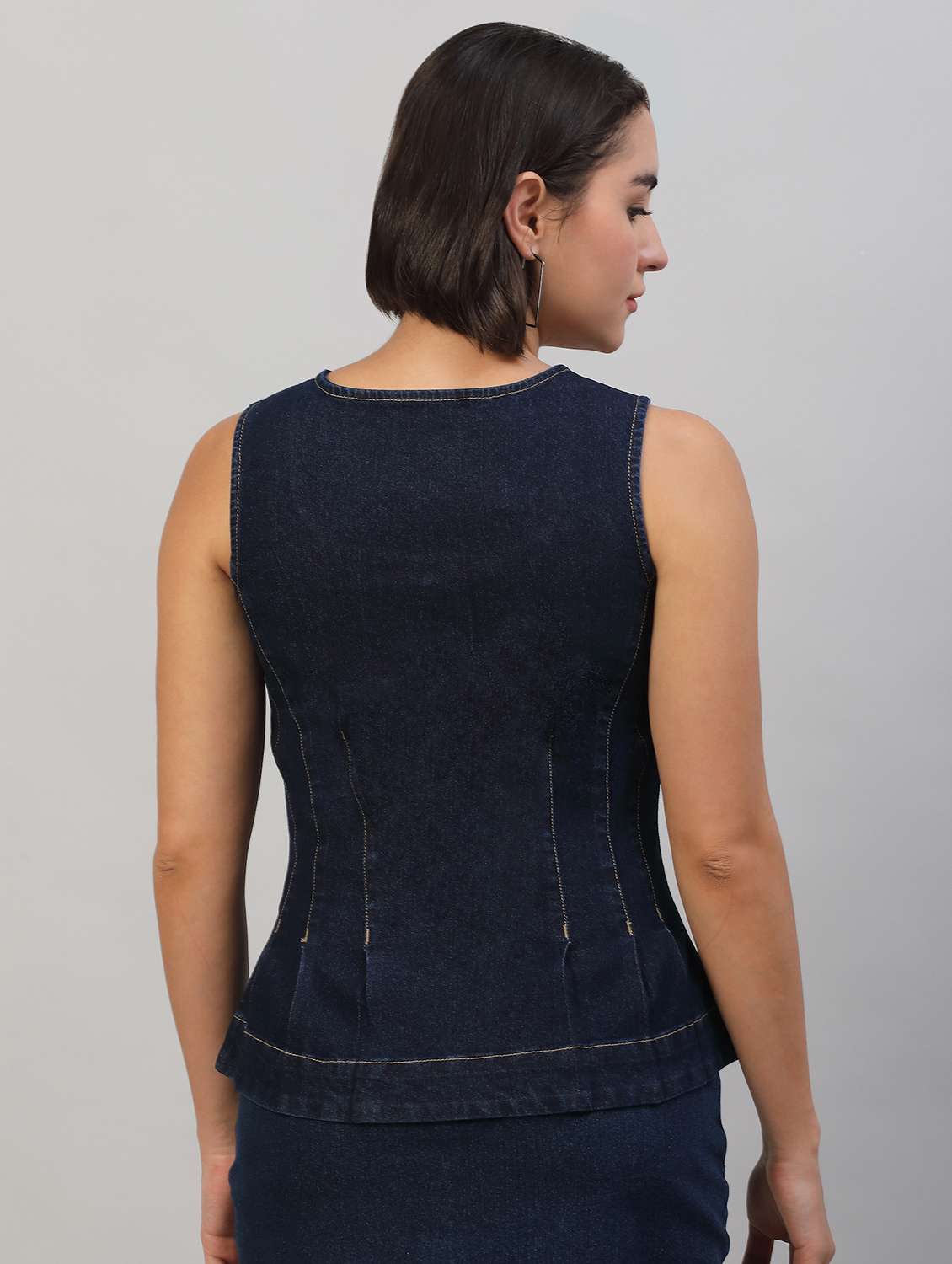 women solid sleeveless denim top - 22565364 -  Standard Image - 4