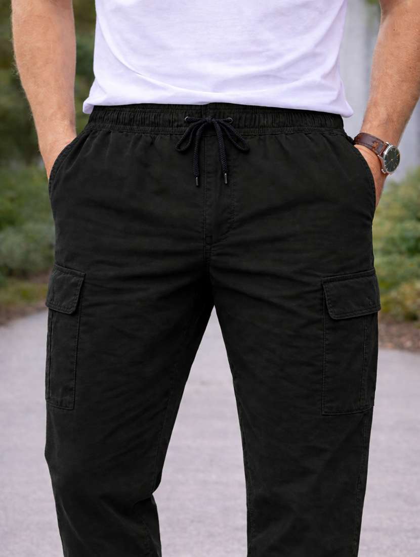 men solid mid rise regular fit cargo pant - 22565390 -  Standard Image - 1