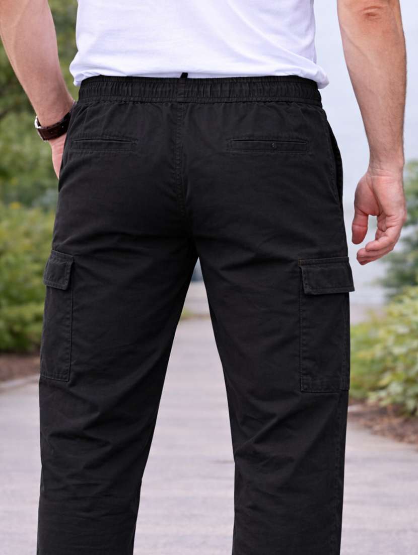 men solid mid rise regular fit cargo pant - 22565390 -  Standard Image - 4