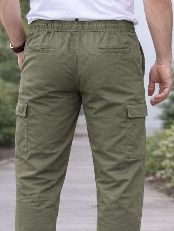 men solid mid rise regular fit cargo pant - 22565391 -  Standard Image - 4
