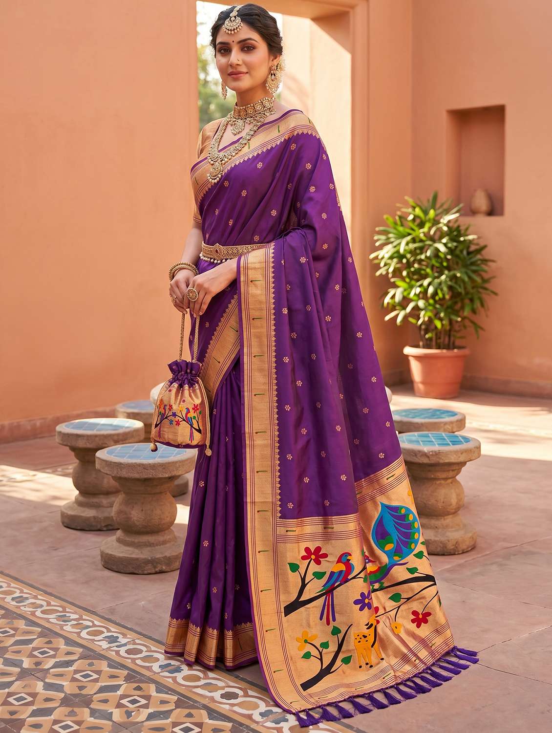 women self design paithani saree with blouse - 22565492 -  Standard Image - 1