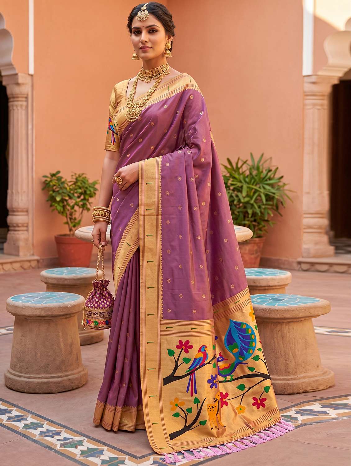 women self design paithani saree with blouse - 22565498 -  Standard Image - 1