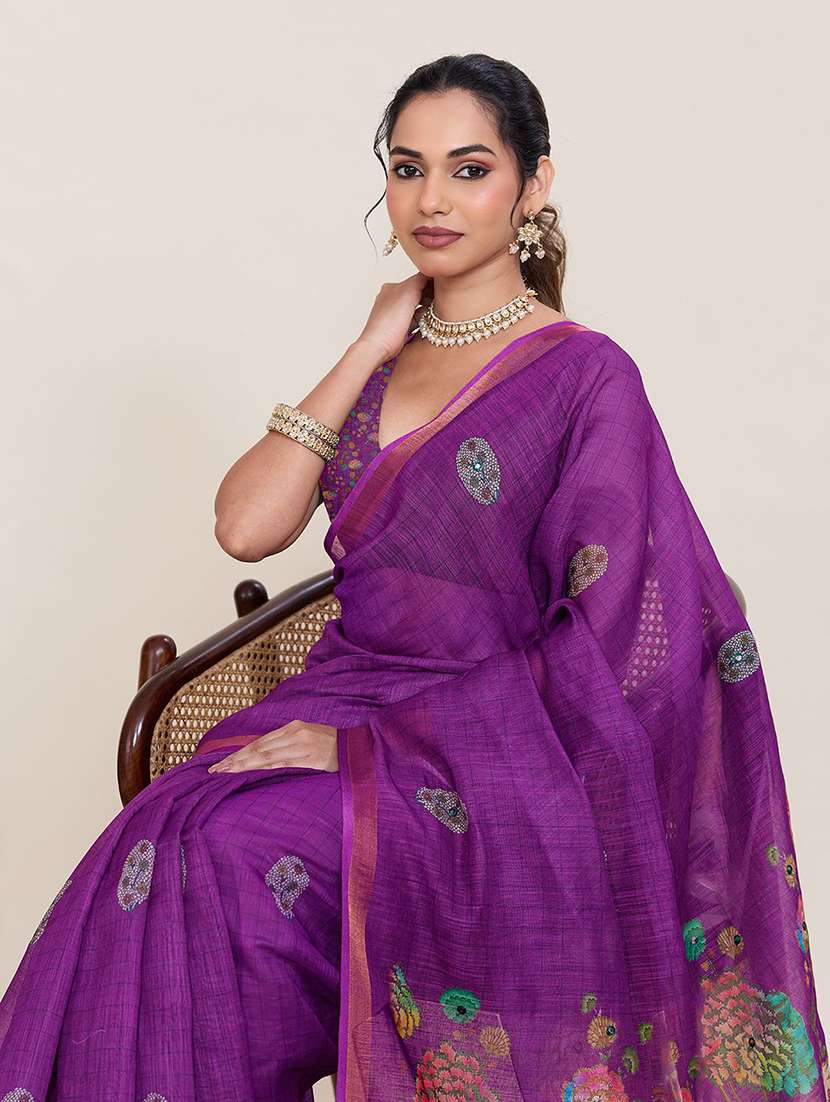 women printed casual wear saree with blouse - 22565634 -  Standard Image - 1