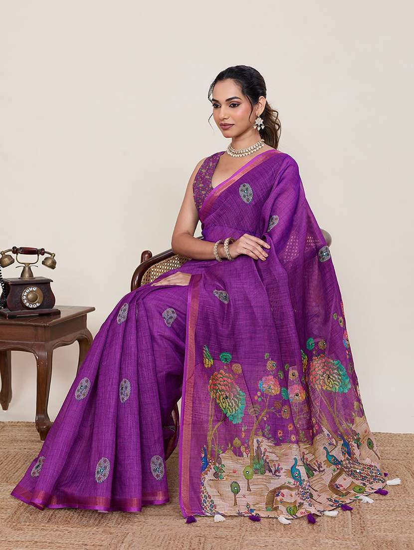 women printed casual wear saree with blouse - 22565634 -  Standard Image - 4