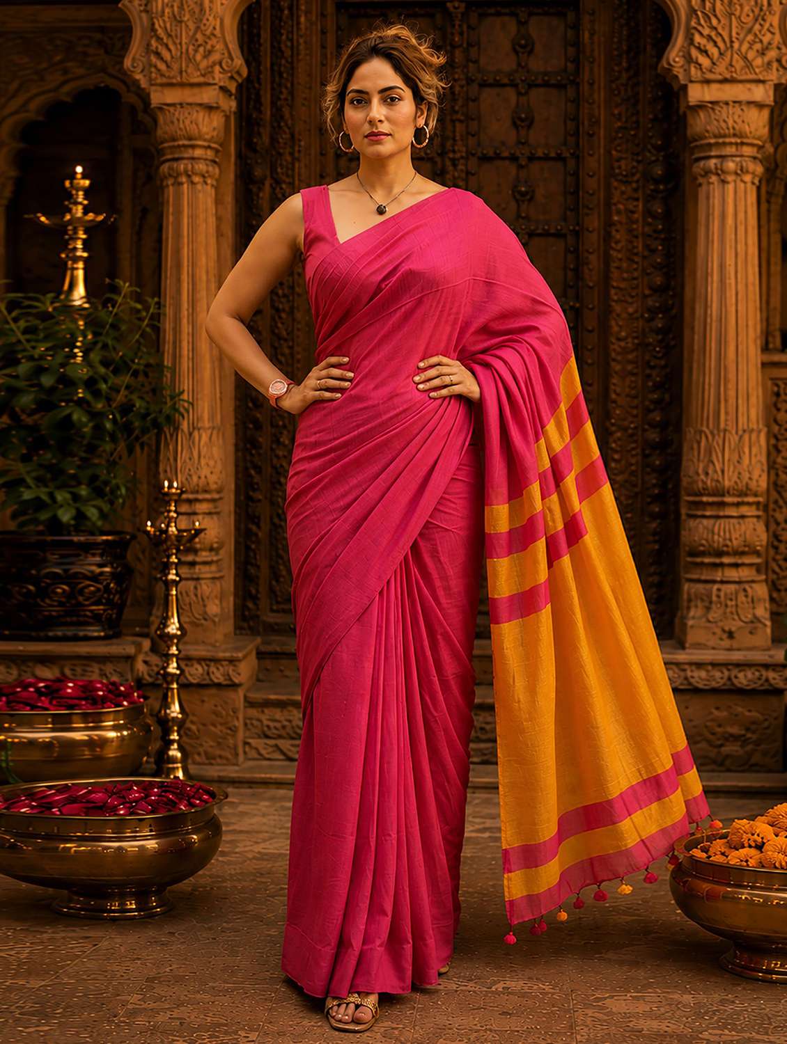 women self design handloom saree with blouse - 22565659 -  Standard Image - 1
