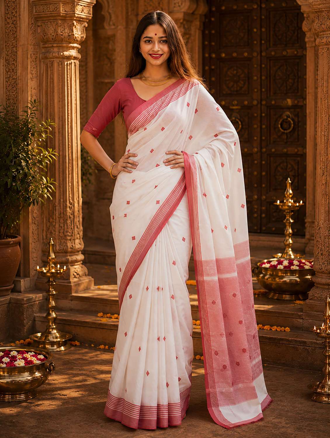 women self design handloom saree with blouse - 22565711 -  Standard Image - 1