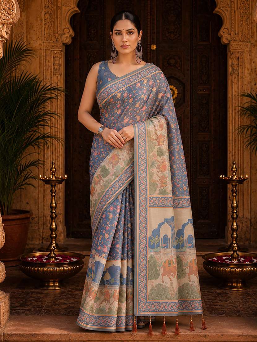 Women Printed Casual Wear Saree - 22565727 -  Standard Image - 1