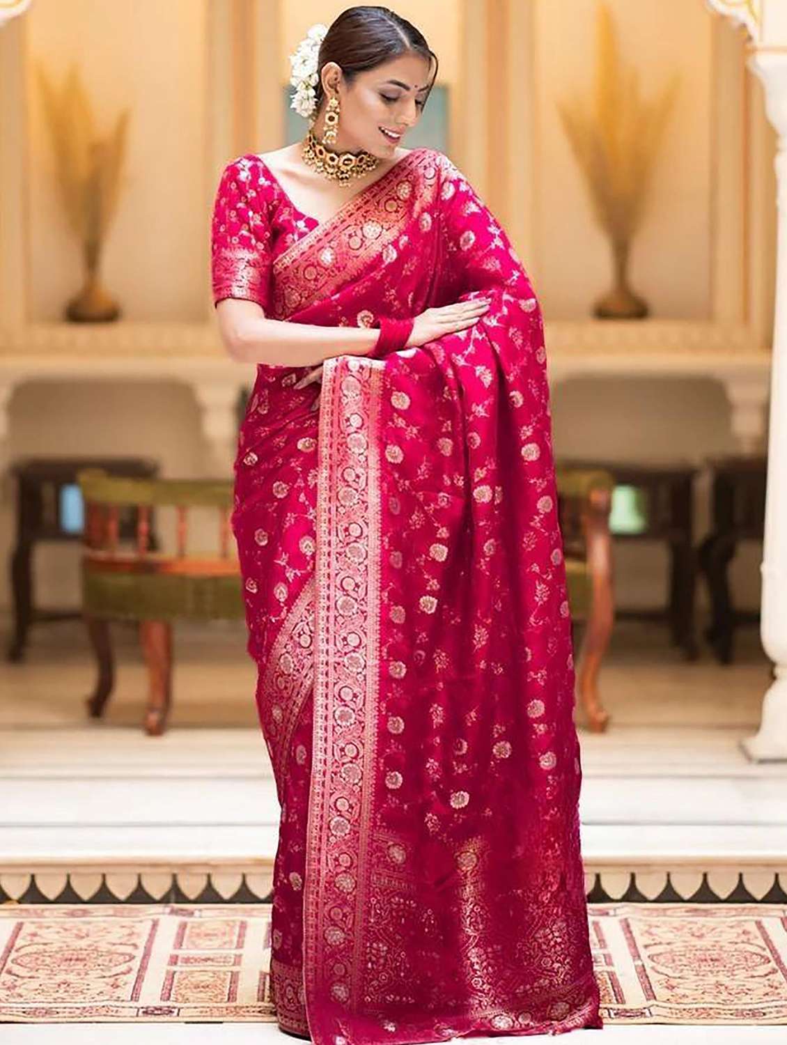 women self design banarasi saree with blouse - 22565996 -  Standard Image - 1