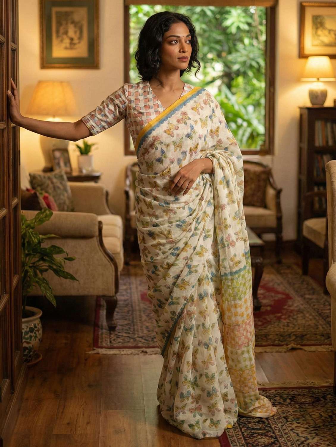 women printed casual wear saree with blouse - 22565999 -  Standard Image - 1