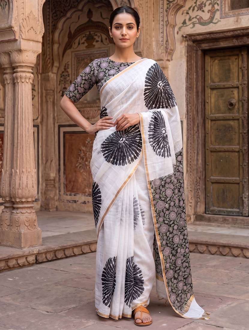 women printed casual wear saree