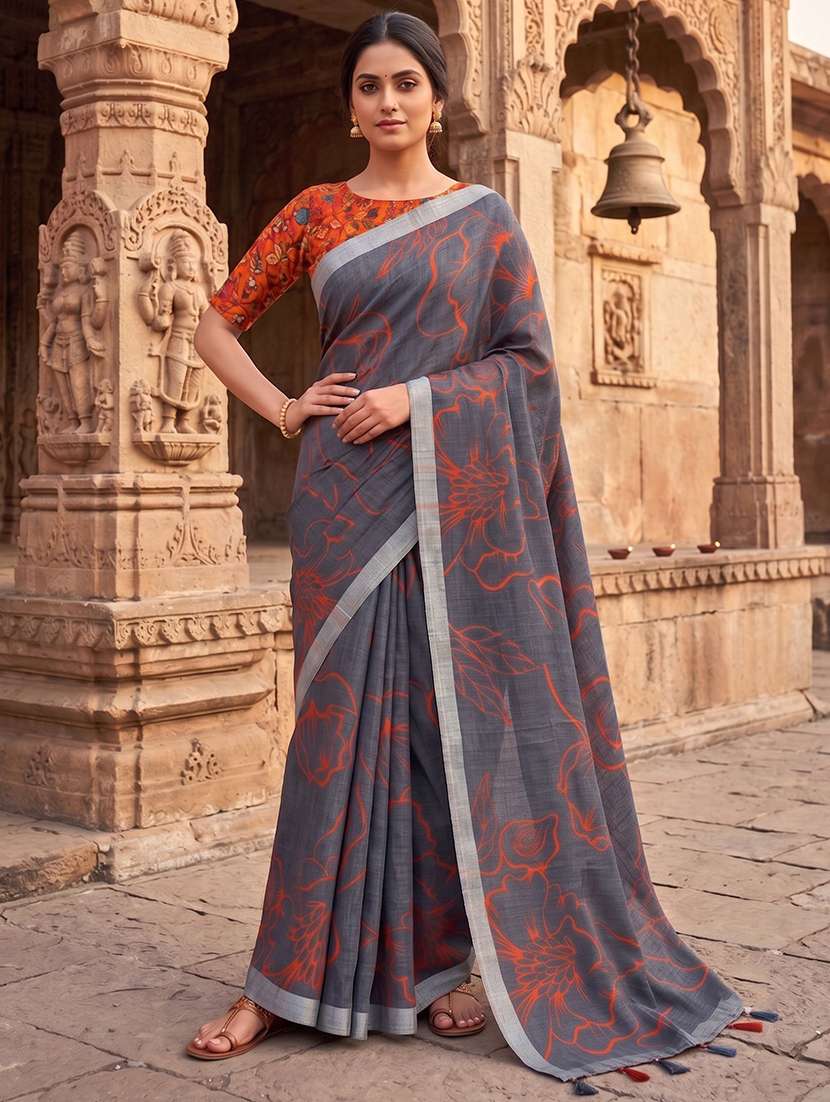 women printed casual wear saree with blouse - 22566167 -  Standard Image - 1