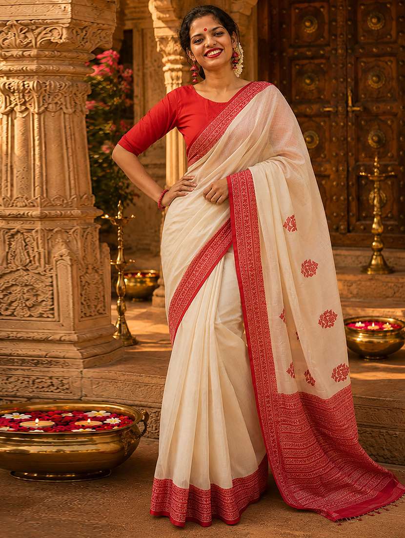Women Self Design Handloom Saree With Blouse - 22566448 -  Standard Image - 1