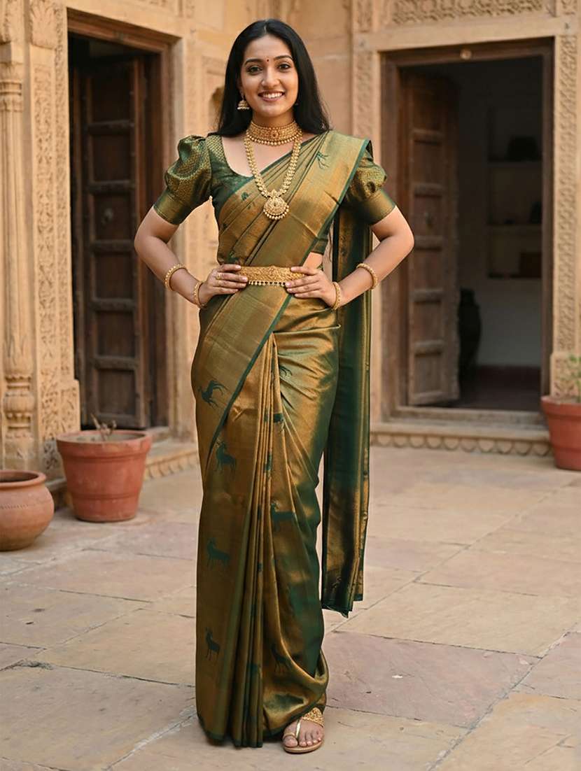 women self design banarasi saree with blouse