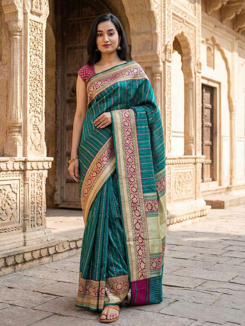 women self design bordered saree with blouse - 22566550 -  Standard Image - 1
