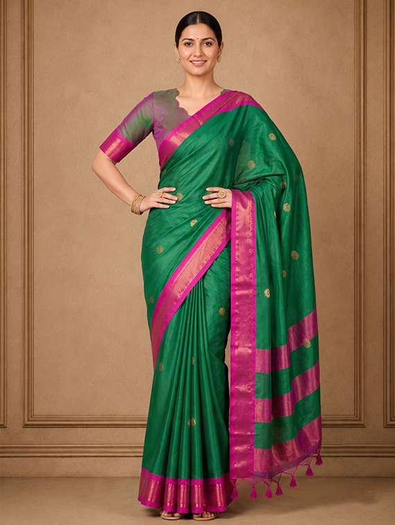 Women Self Design Bordered Saree With Blouse - 22566916 -  Standard Image - 1