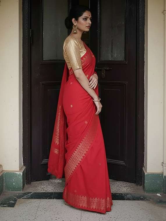 women self design bordered saree with blouse - 22566964 -  Standard Image - 1