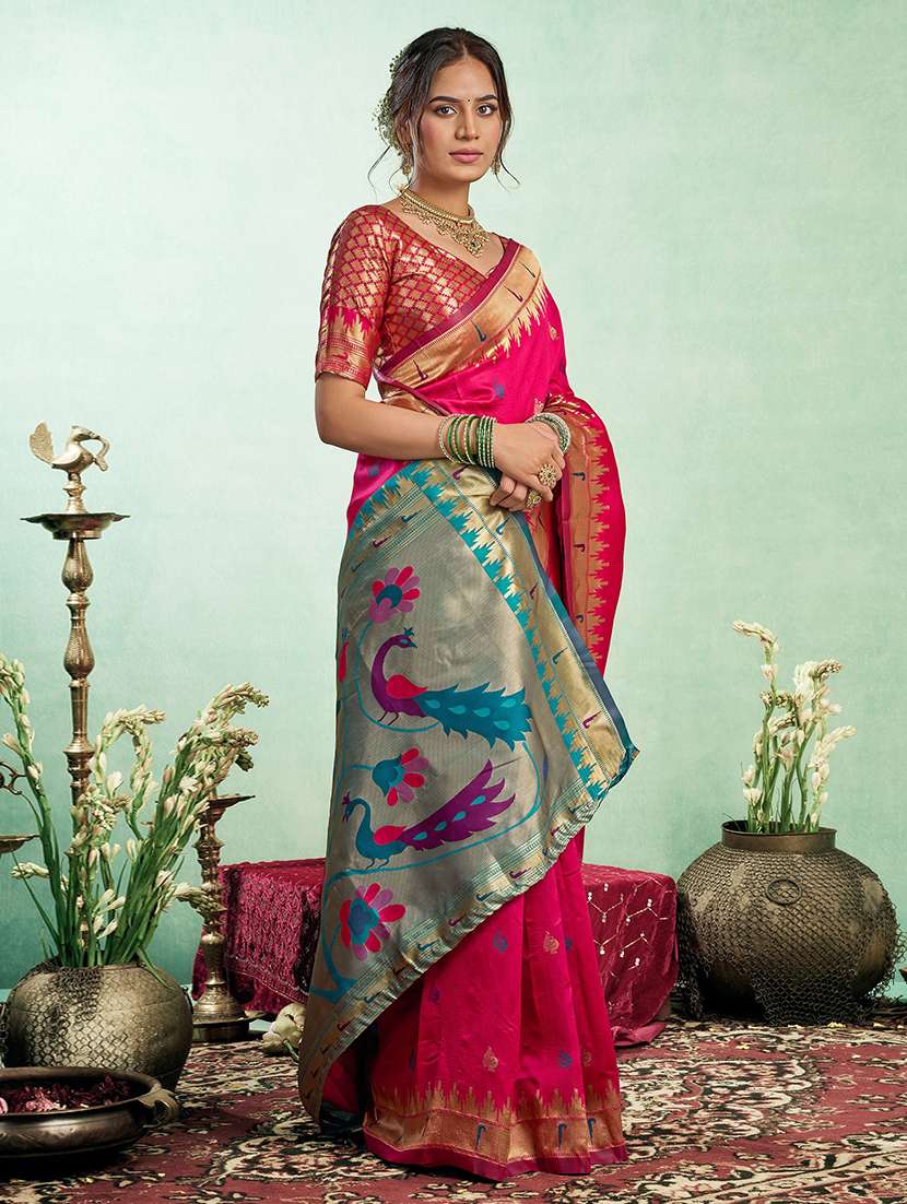 women self design paithani saree with blouse - 22567037 -  Standard Image - 4