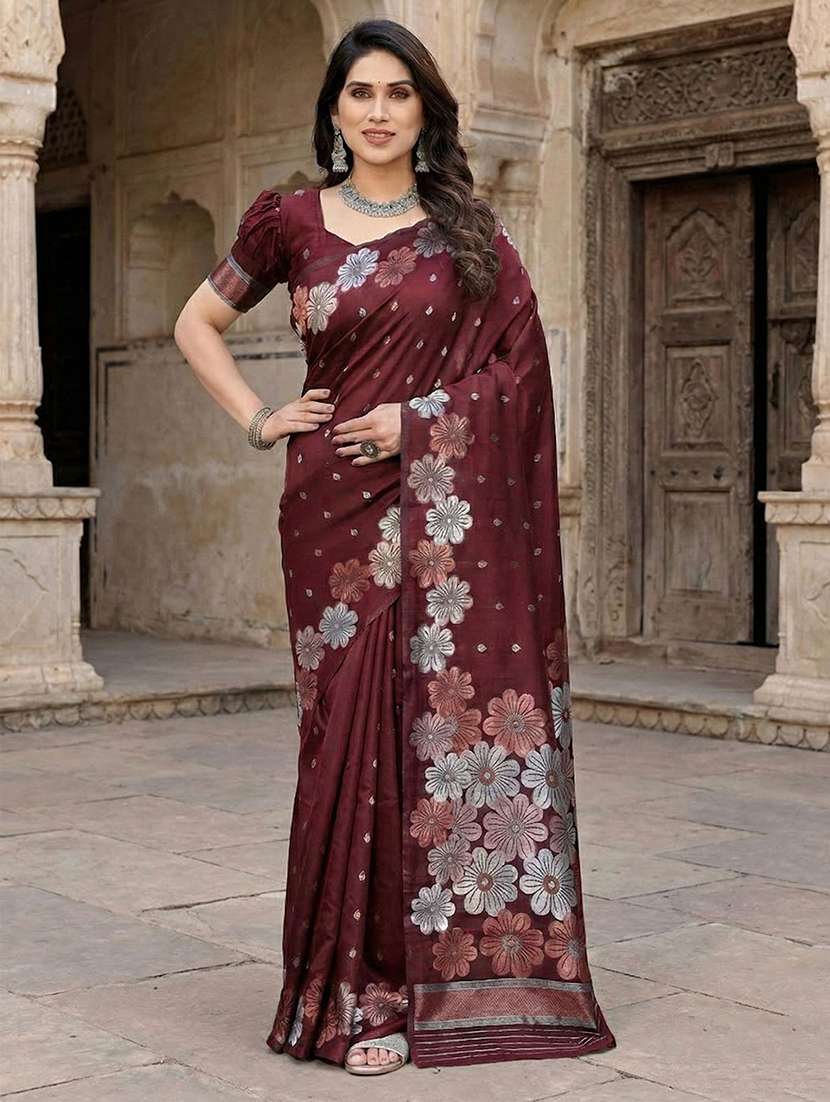 Women Self Design Banarasi Saree With Blouse - 22567113 -  Standard Image - 1