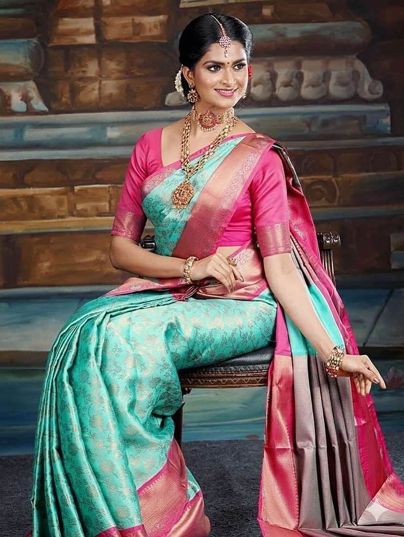 women self design kanjivaram saree with blouse - 22567178 -  Standard Image - 1