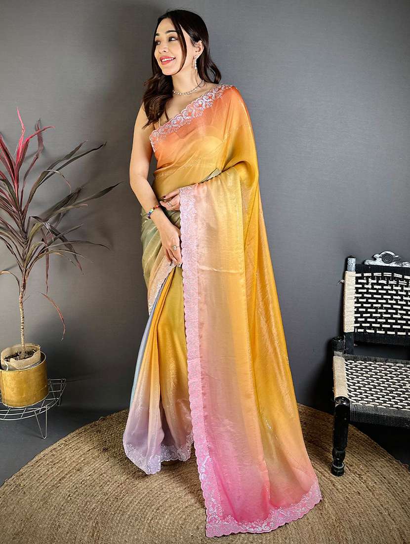 women ombre embellished saree with blouse