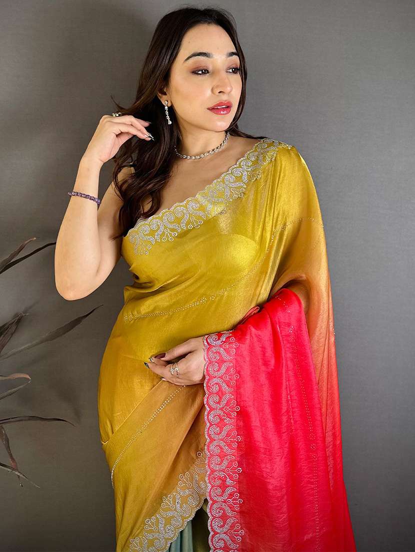 women ombre embellished saree with blouse - 22567233 -  Standard Image - 1