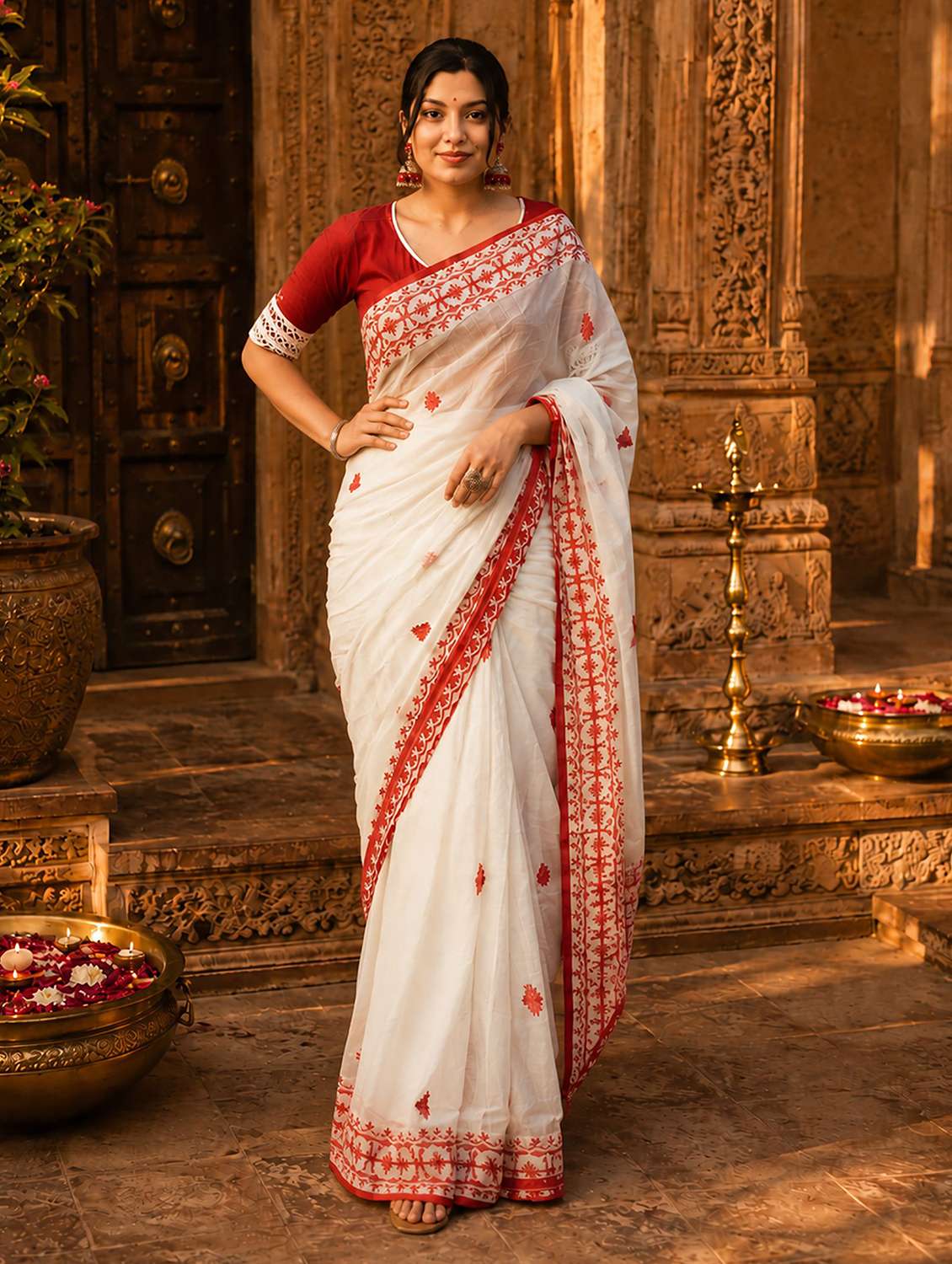 women self design handloom saree with blouse - 22567238 -  Standard Image - 1