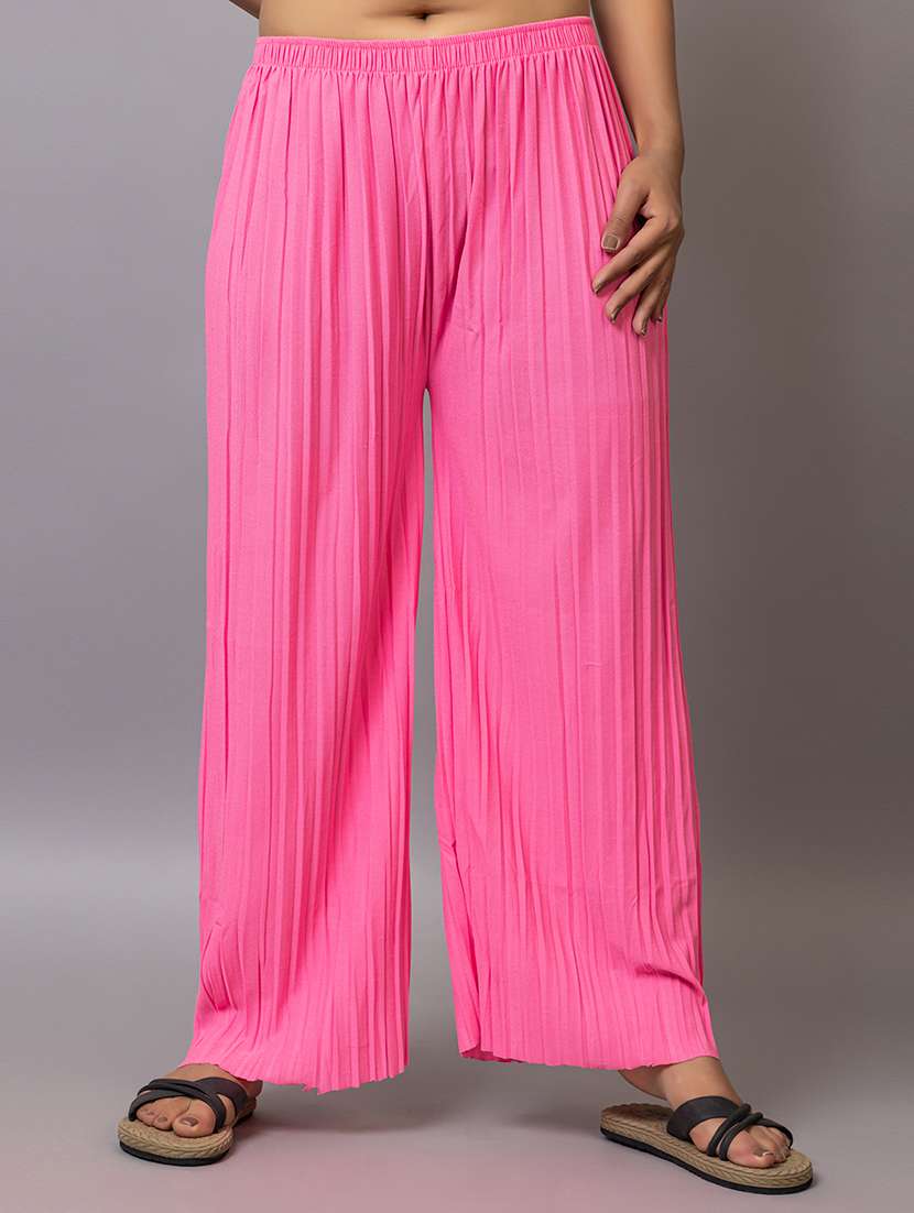 women solid mid rise straight palazzo