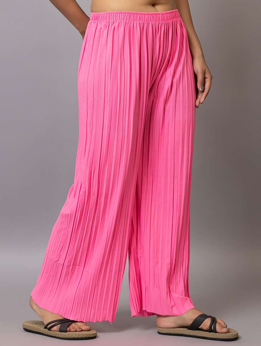 women solid mid rise straight palazzo - 22567269 -  Standard Image - 1