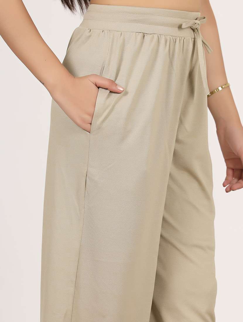women solid mid rise flared palazzo - 22567271 -  Standard Image - 1