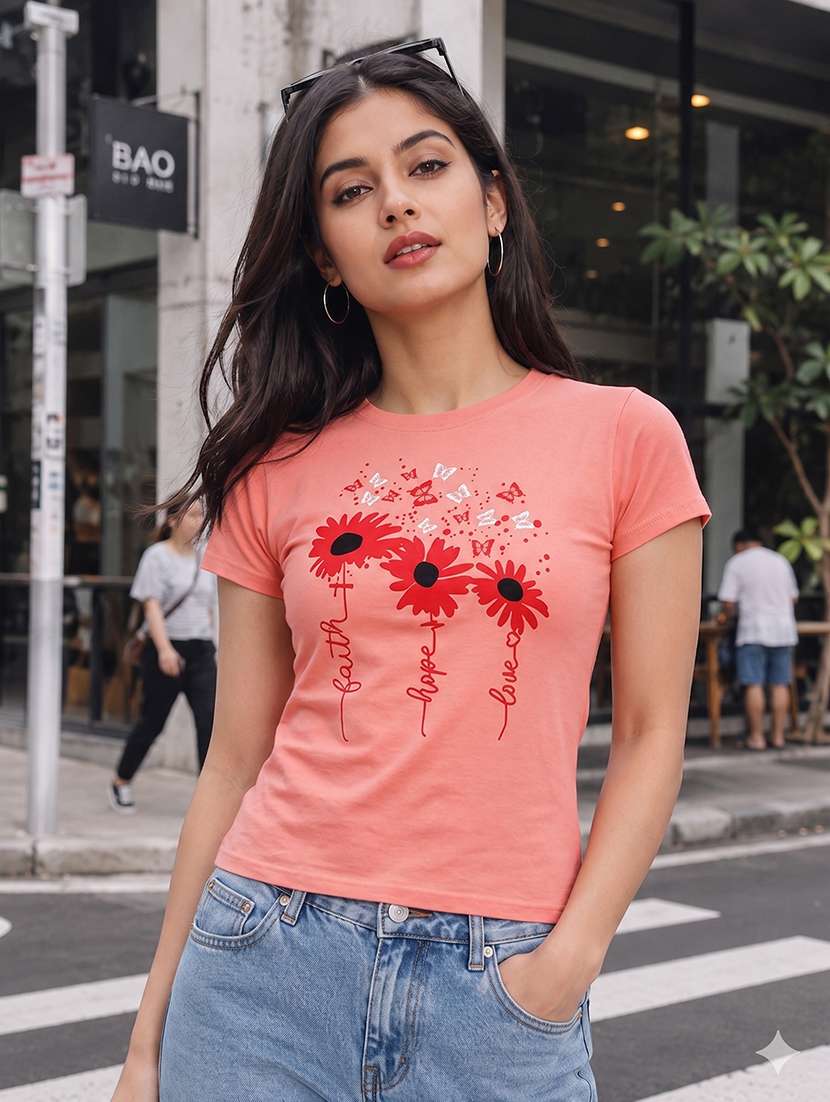 women printed short sleeves regular fit t-shirt - 22567485 -  Standard Image - 1