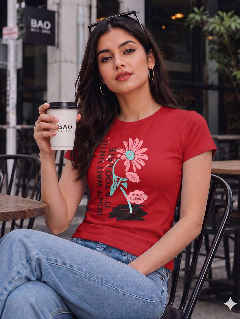 women printed short sleeves regular fit t-shirt