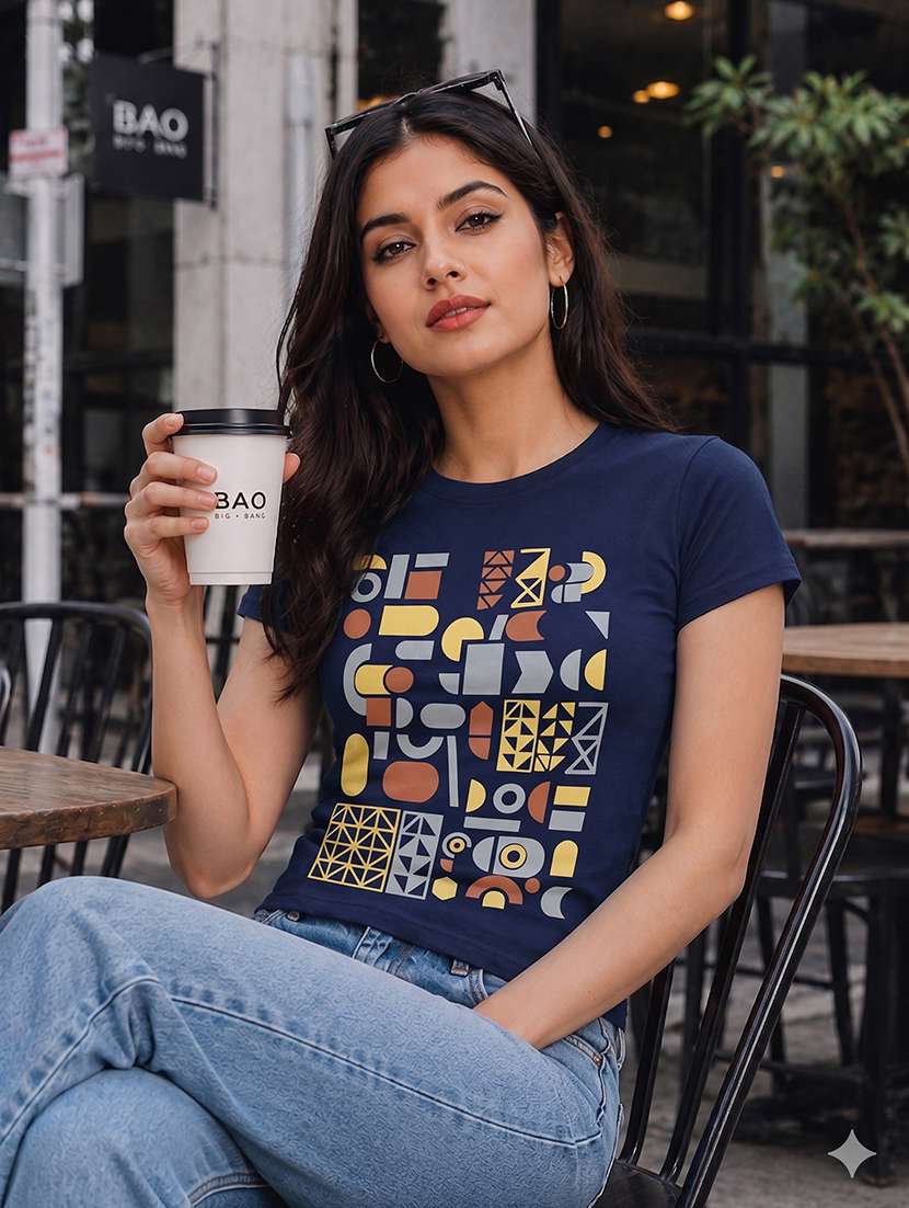 women printed short sleeves regular fit t-shirt