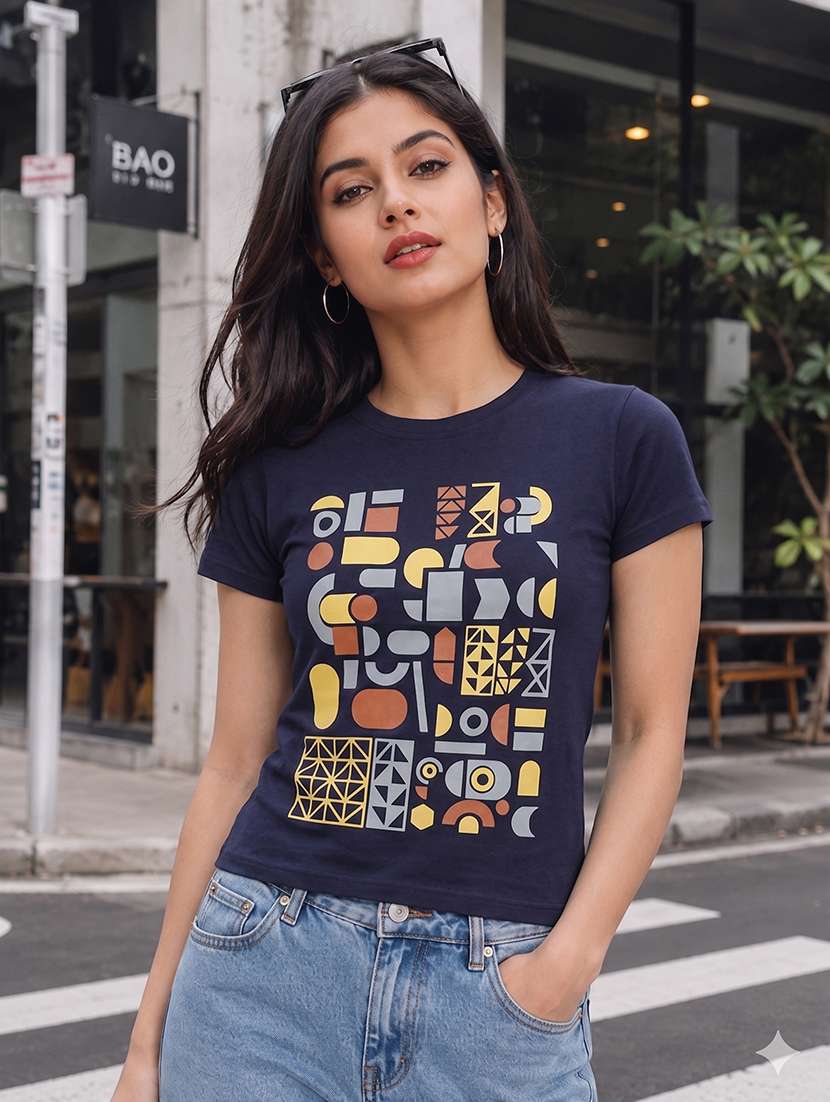 women printed short sleeves regular fit t-shirt - 22567504 -  Standard Image - 1