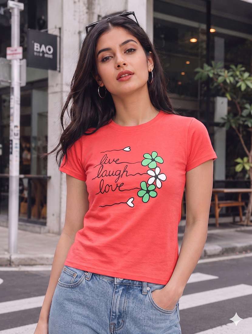 women printed short sleeves regular fit t-shirt - 22567513 -  Standard Image - 1